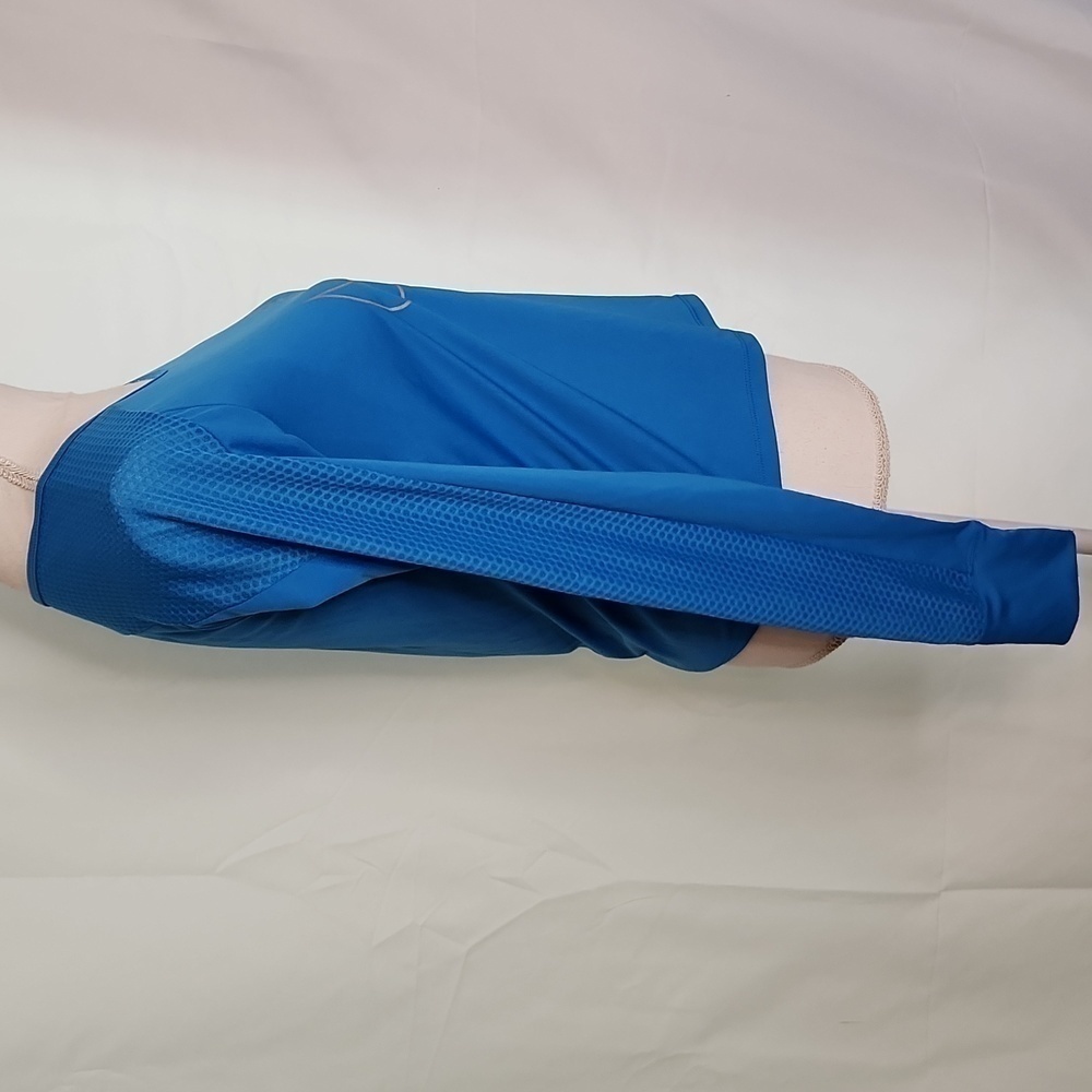 Nike Dri-Fit long sleeve workout top with thumb hole openings Sz: S blue Swoosh - Picture 13 of 15